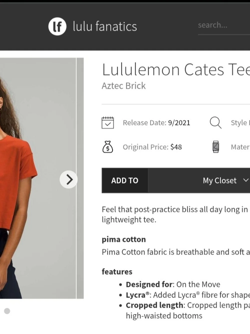 Lululemon Cates Tee